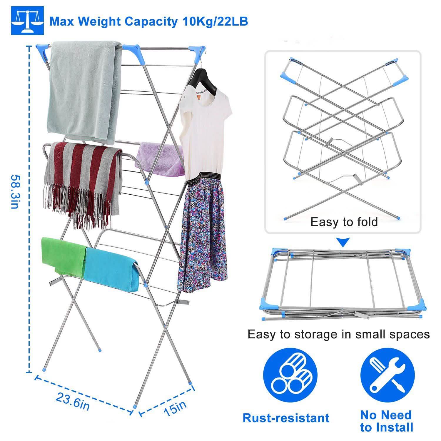3 Tier Laundry Rack Foldable Clothes Drying Rack