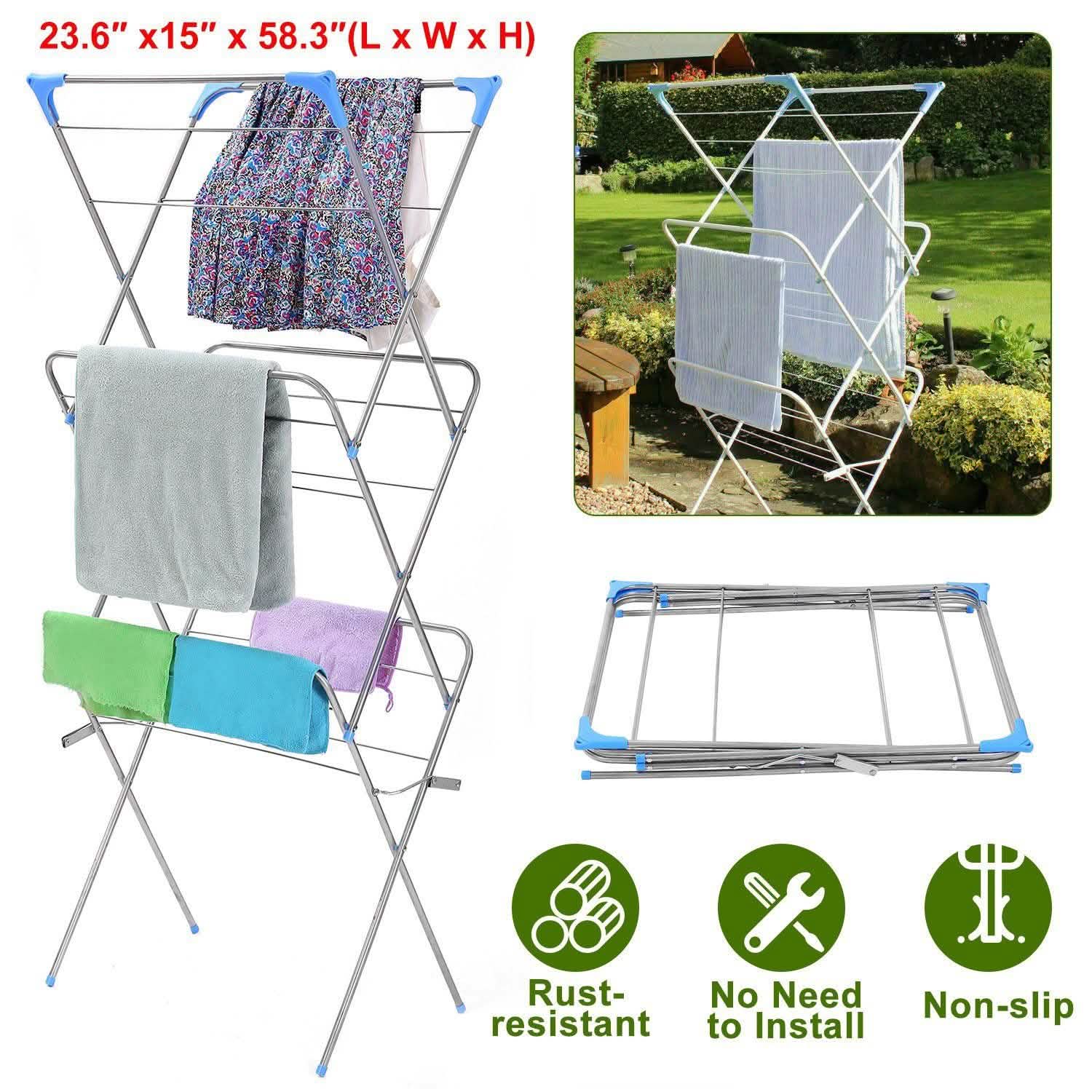 3 Tier Laundry Rack Foldable Clothes Drying Rack
