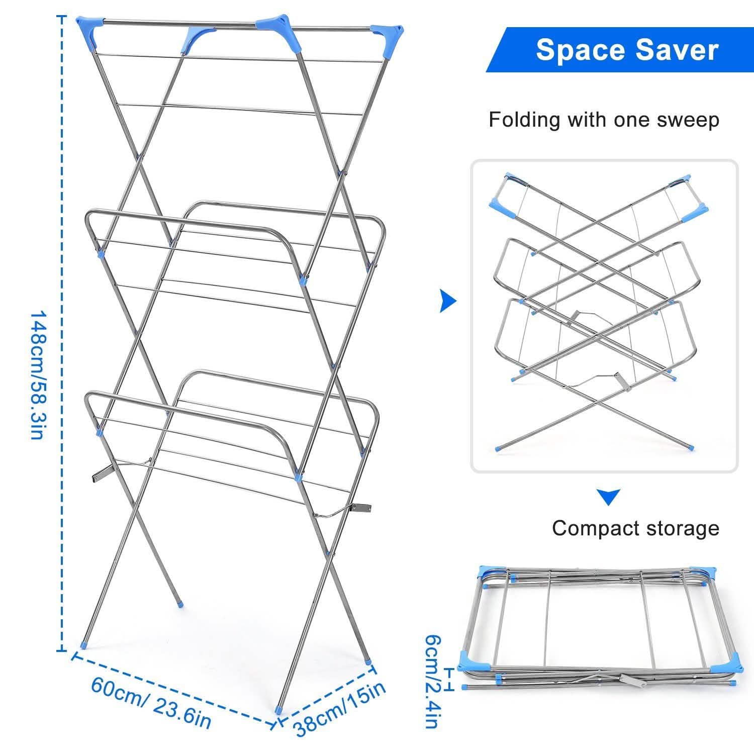 3 Tier Laundry Rack Foldable Clothes Drying Rack