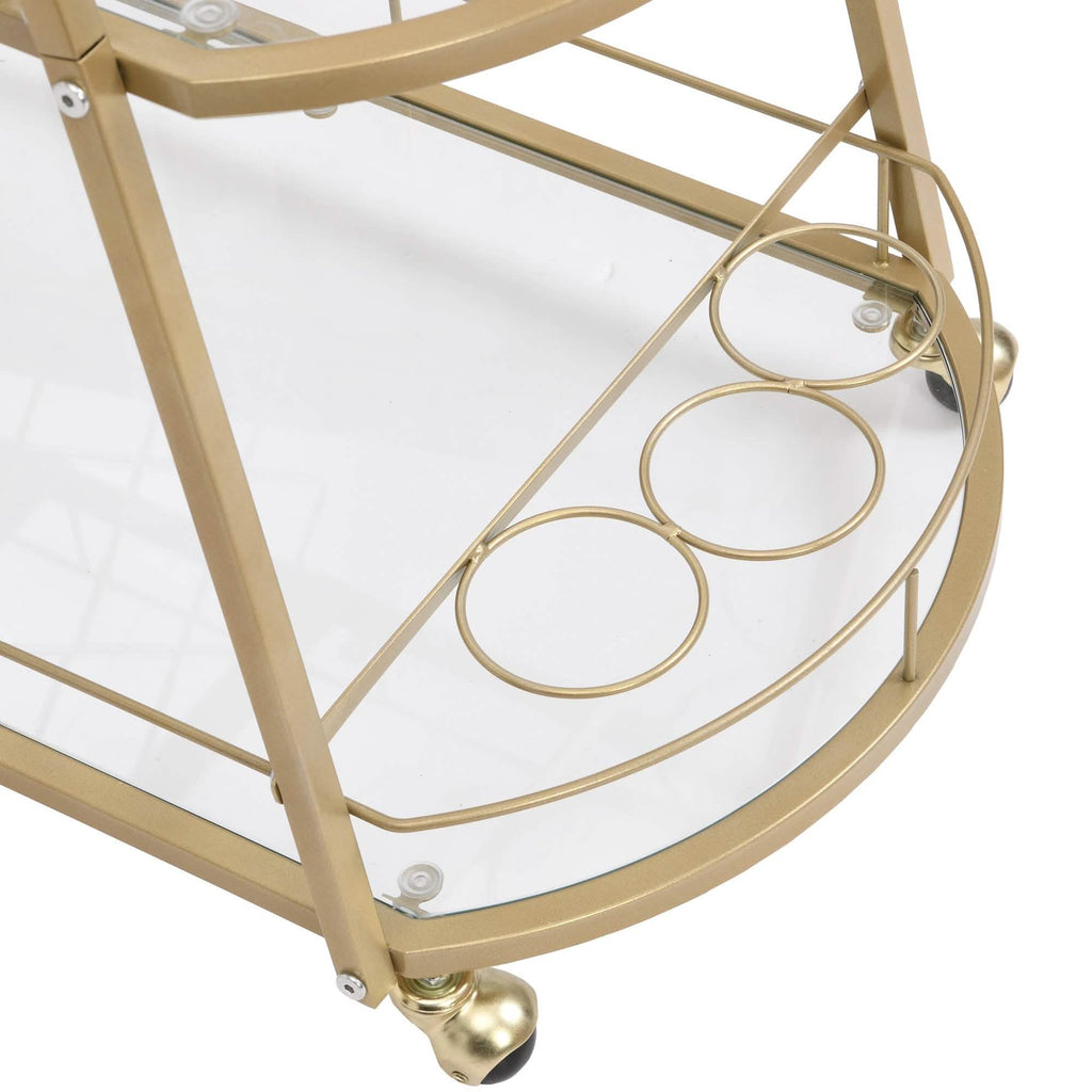 3 Tier Metal Frame Serving Wine Cart with Wheels