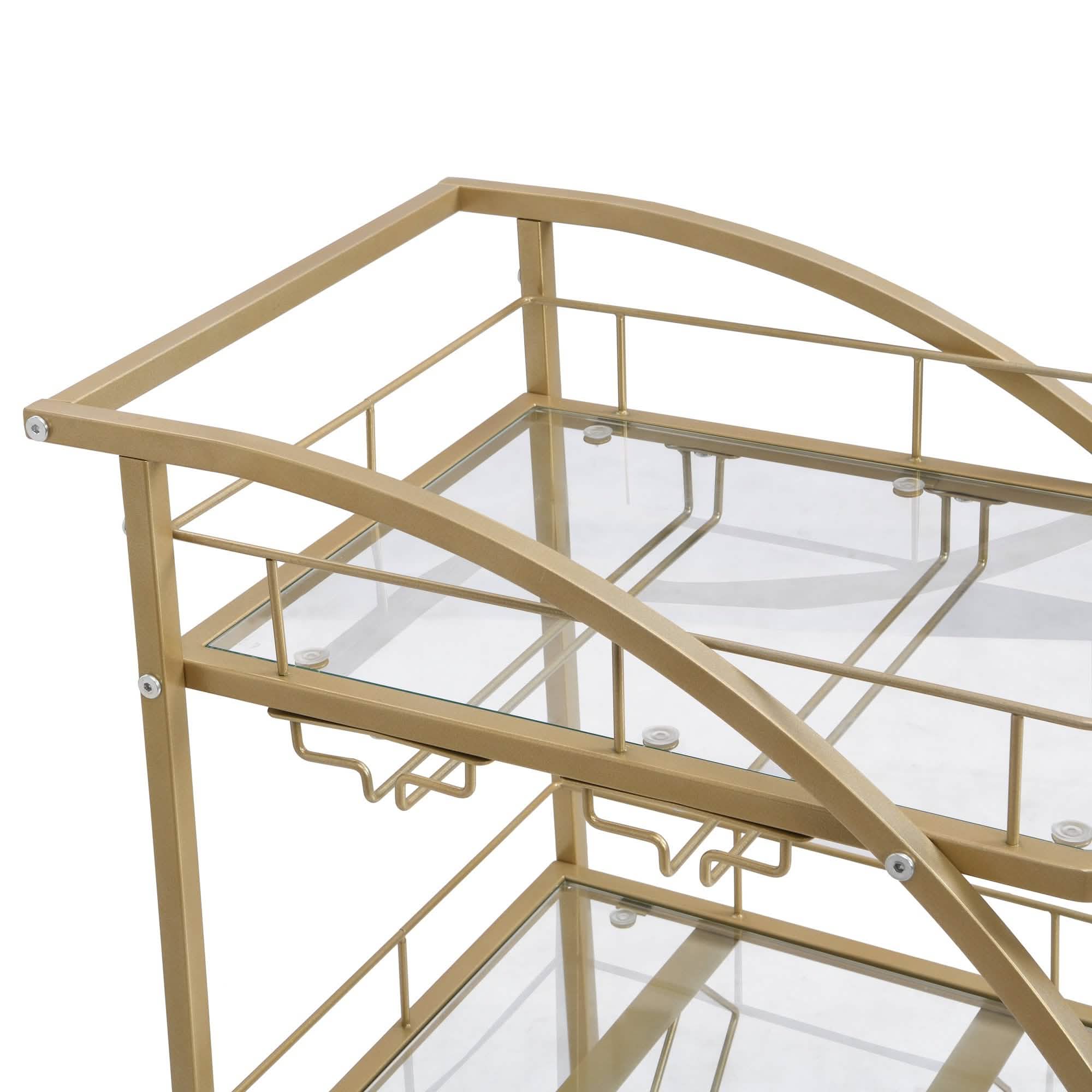 3 Tier Metal Frame Serving Wine Cart with Wheels