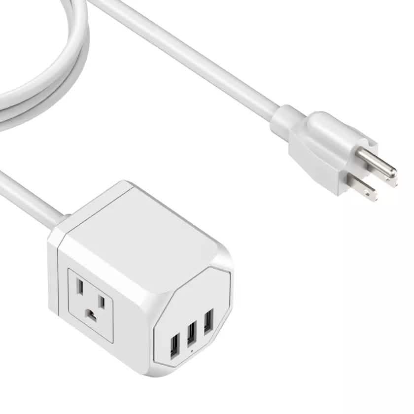 3 Wall Outlets with 3 USB Ports (5ft cord)