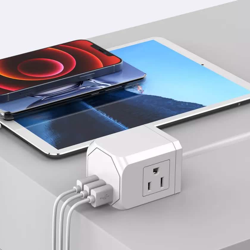 3 Wall Outlets with 3 USB Ports (5ft cord)