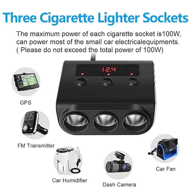 3-Way Car Plug Charger Adapter