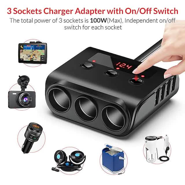 3-Way Car Plug Charger Adapter