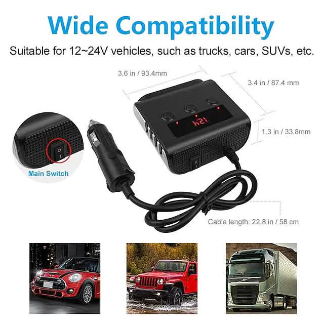 3-Way Car Plug Charger Adapter