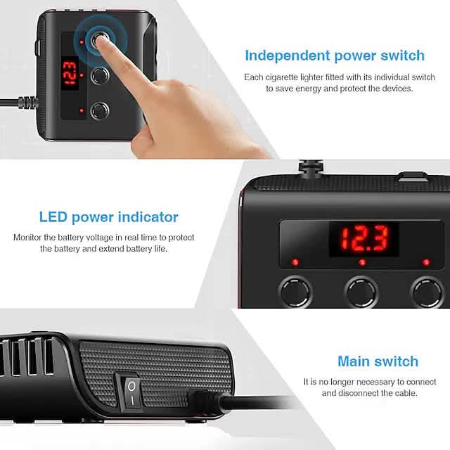 3-Way Car Plug Charger Adapter