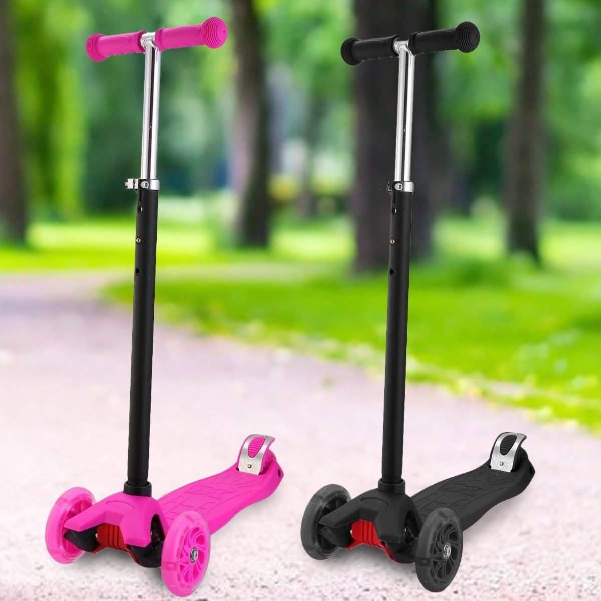 3-Wheeled LEDs Kick Scooter for Kids Flashing Scooter Adjustable Height