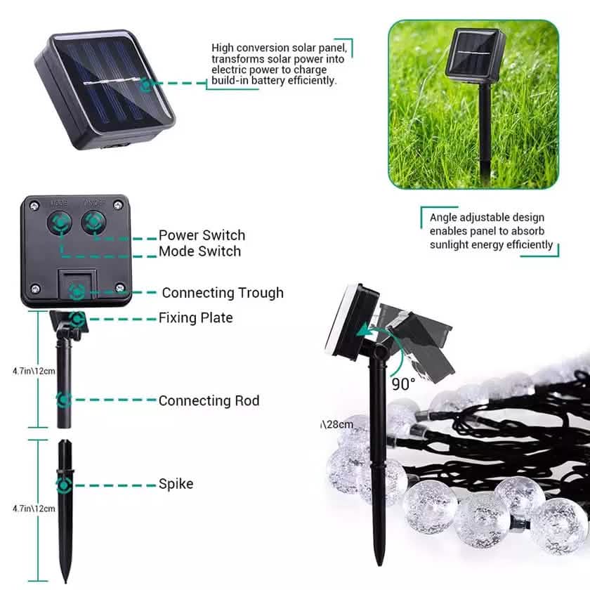 30 LED Solar String Ball Lights Outdoor Waterproof  Garden Decor