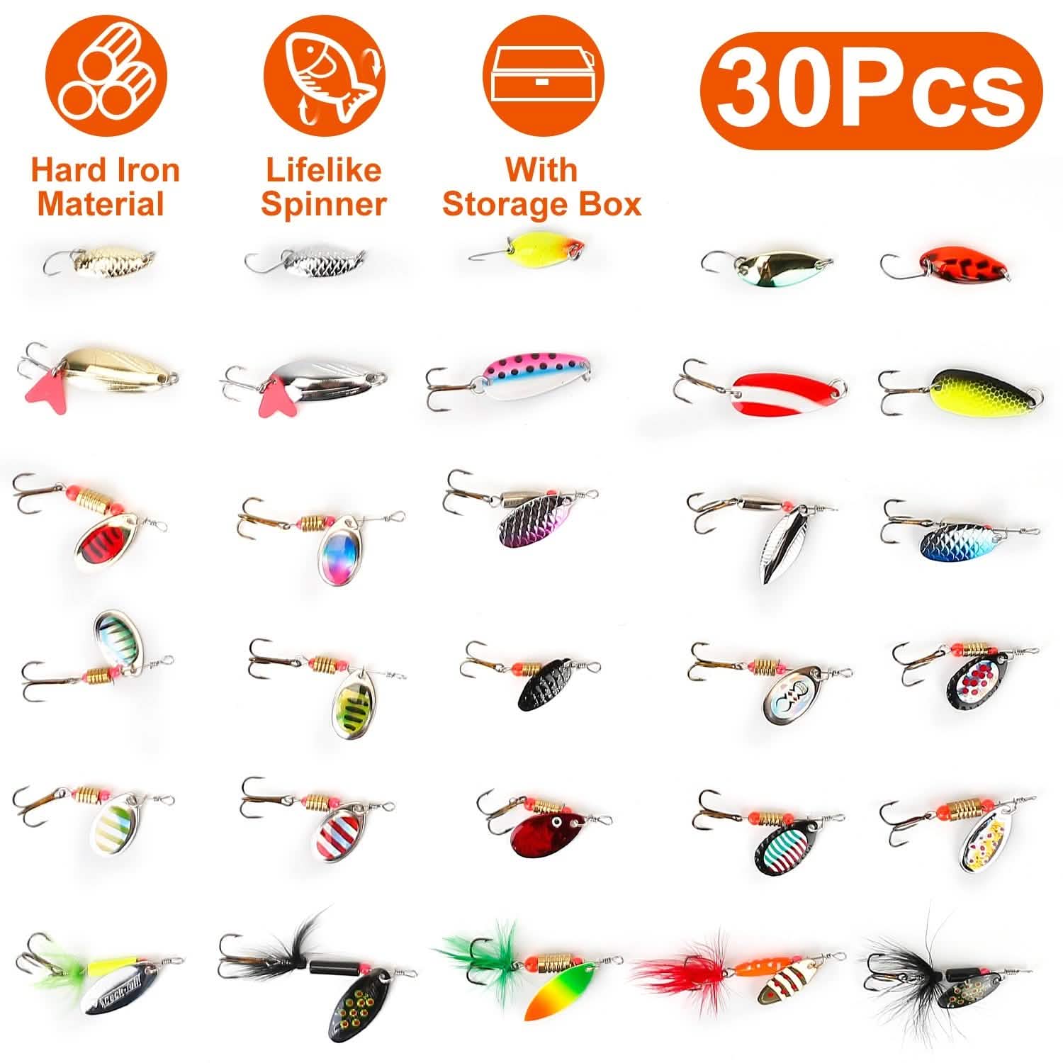 30-Piece: Fishing Metal Spoon Lures Kit