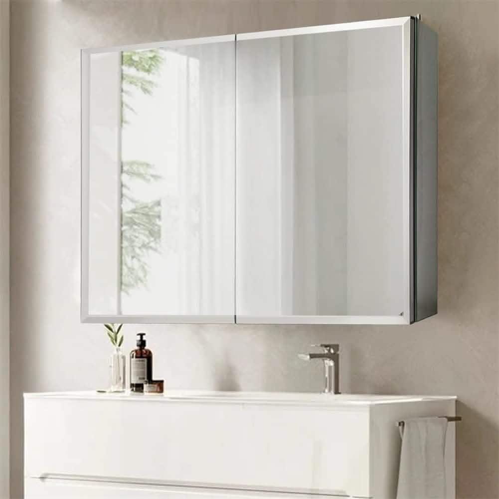 30" W X 26" H Aluminum Bathroom Mirror Medicine Cabinet with Dual Mirrors