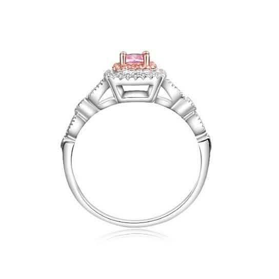 3.00 CTTW Pink Sapphire Princess Cut Halo Ring