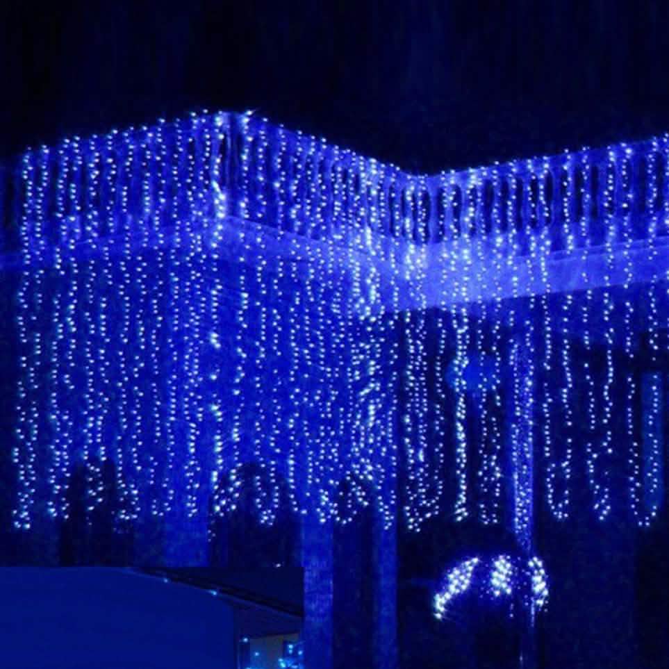 300 LED Blue Fairy String Light Curtain Light with Controller