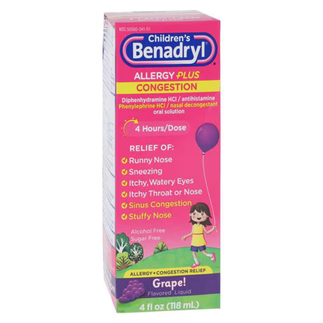 Children's Benadryl Allergy Plus Congestion Grape (4 fl oz)