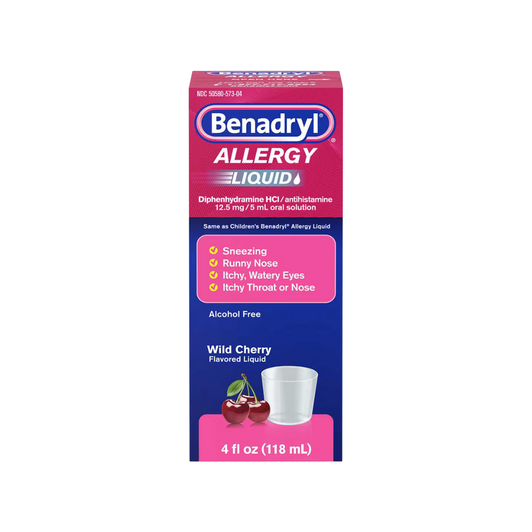 Benadryl Allergy Liquid Medicine Wild Cherry Flavor (4 fl oz)