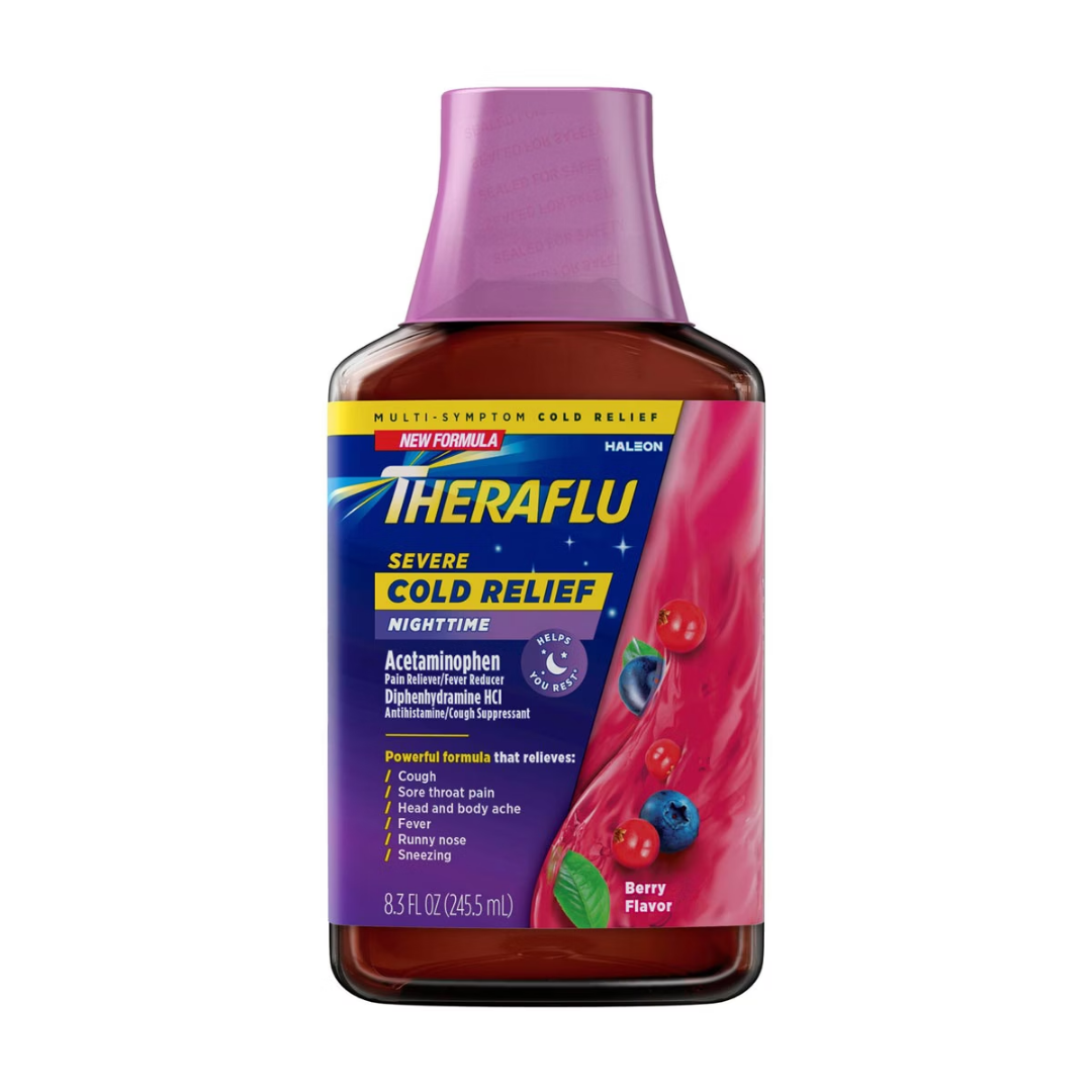 Theraflu Severe Cold Relief Nighttime Berry Flavor (8.3oz)