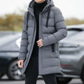 Loose men's medium to long thick warm casual fashion cotton jacket hooded cotton jacket for men