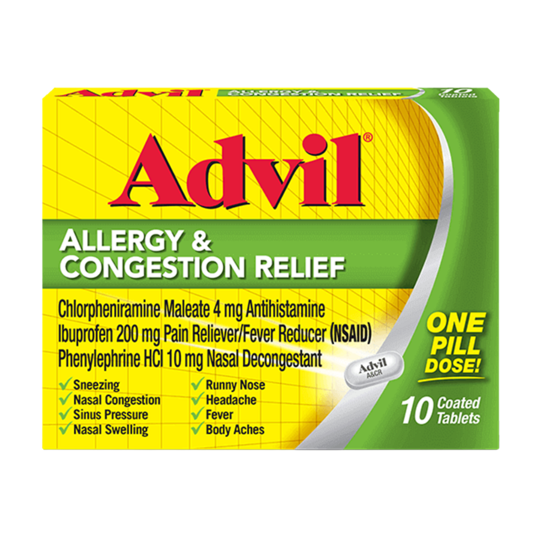 Advil Allergy & Congestion Relief Coated Tablets (10 ct)