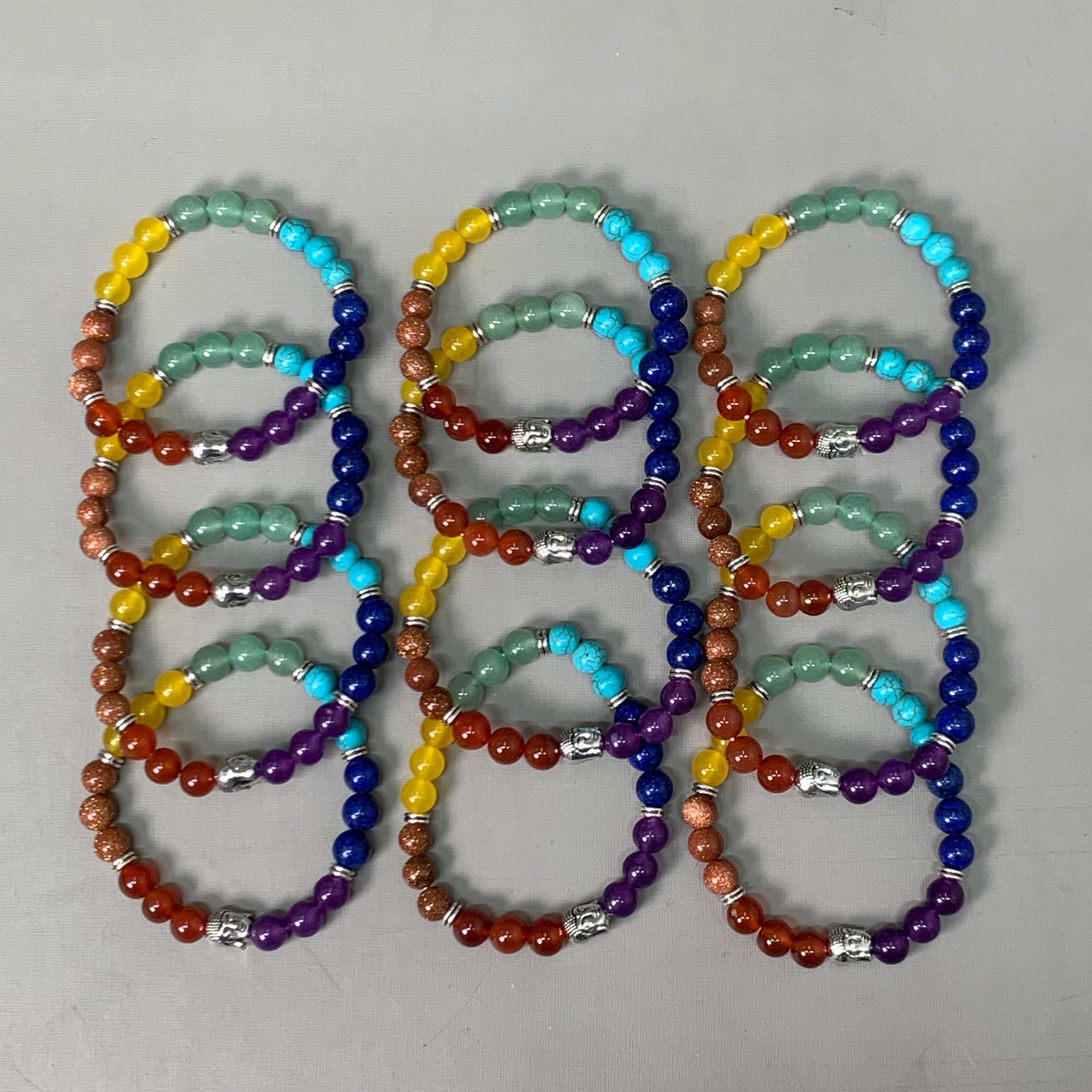 BEST WHOLESALE 12-PACK! Multi Beaded Crystal Bracelets 3" 7 Colors  New