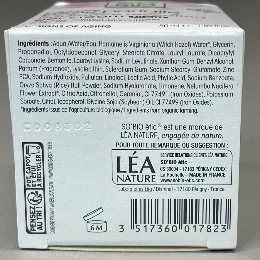 SO BIO etic Radiance Revealing Gel-Cream Night Organic Lotus Flower Hamamelis Zinc 1.69 fl oz (New)