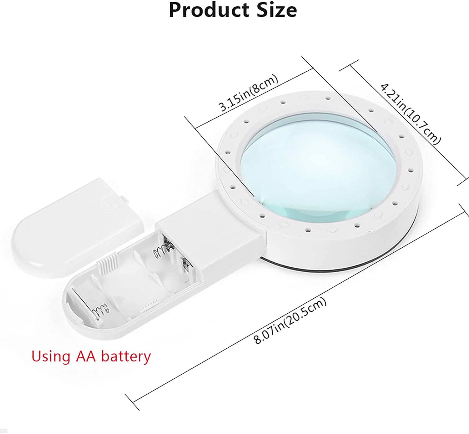 30X Handheld Large Magnifying Glass 12 LED Illuminated Lighted Magnifier