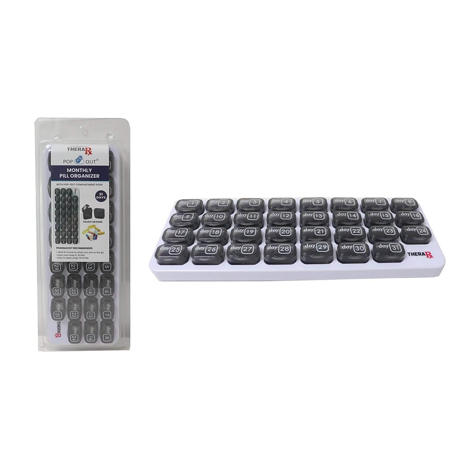 31 Day Monthly Pill And Vitamin Organizer With Large Removable Pods