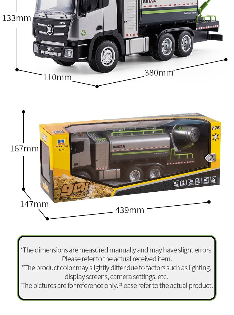 Alloy Remote-control Mist Cannon Truck Electric Construction Vehicle Toy