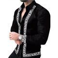 Fashionable printed middle-aged and young men's long sleeved shirt