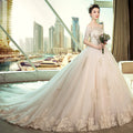 Wedding Dress Bride's New Vintage French Long Sleeve Off Shoulder