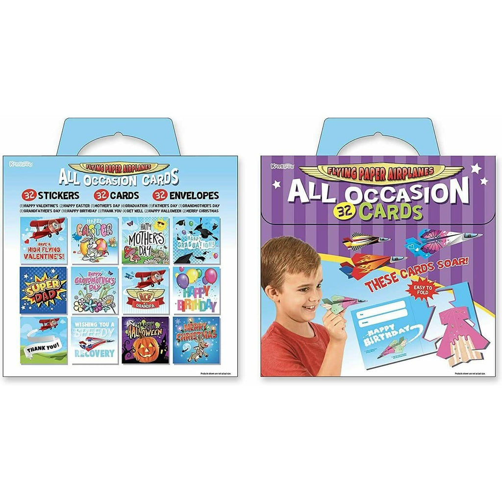 32 Folding Paper Airplanes All Occasion Greeting Cards with Envelopes and Stickers