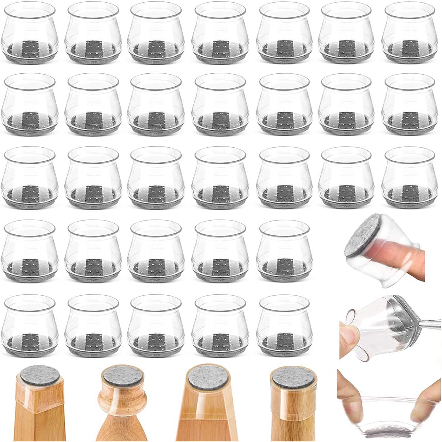 32-Piece: Clear Chair Leg Floor Protectors