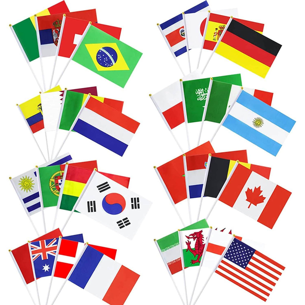 32-Pieces: World Cup 2022 Participating National Teams Flags