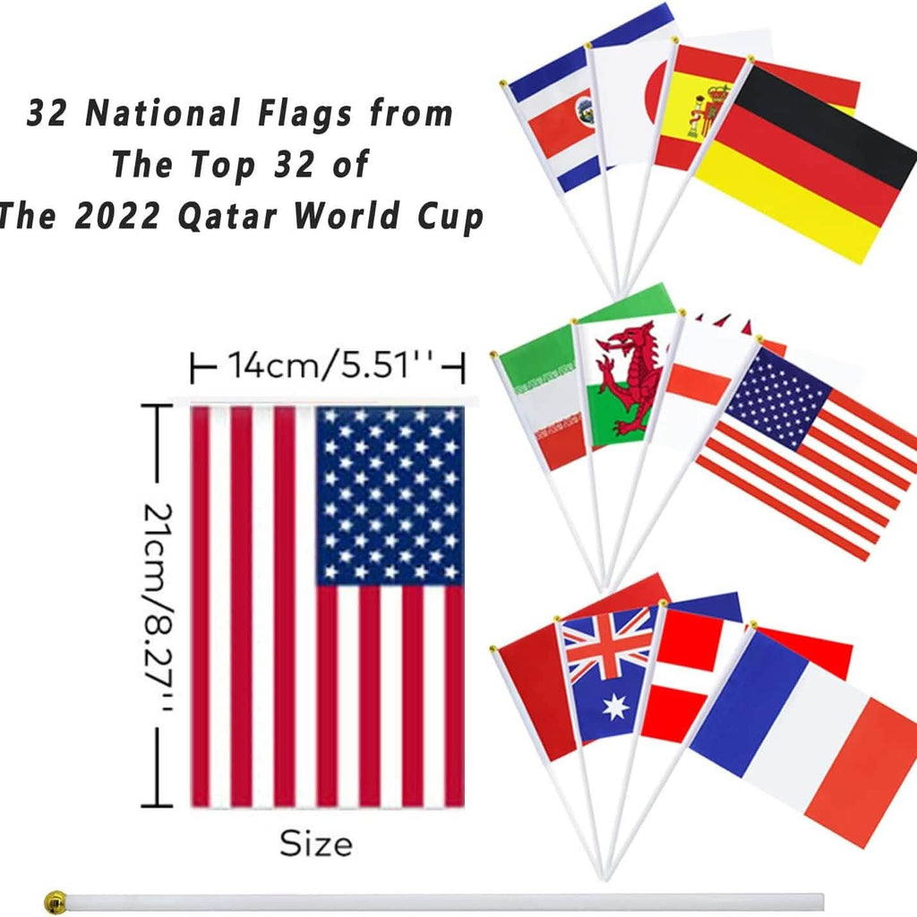 32-Pieces: World Cup 2022 Participating National Teams Flags