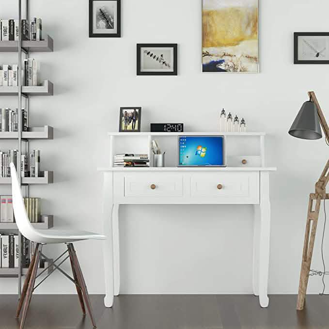 32" Wooden Secretary Desk Bedroom Small Dresser with 4 Storage Drawers