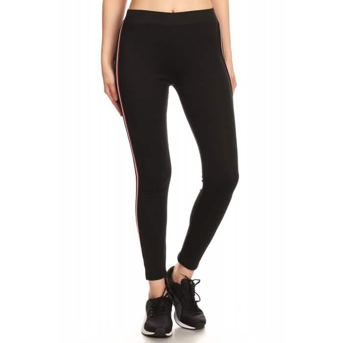 2-Pack: Women's Cotton Blend Side Stripe Leggings