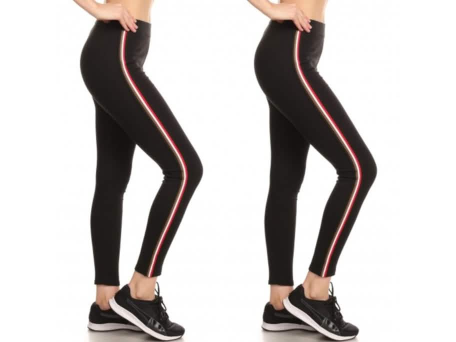 2-Pack: Women's Cotton Blend Side Stripe Leggings