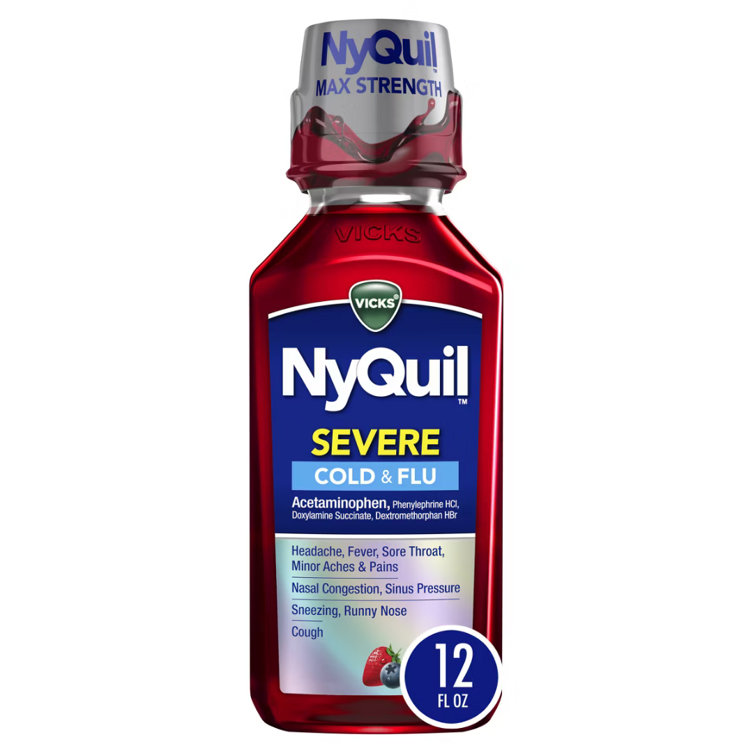 Vicks NyQuil Severe Cold & Flu Relief Liquid Berry (12oz)