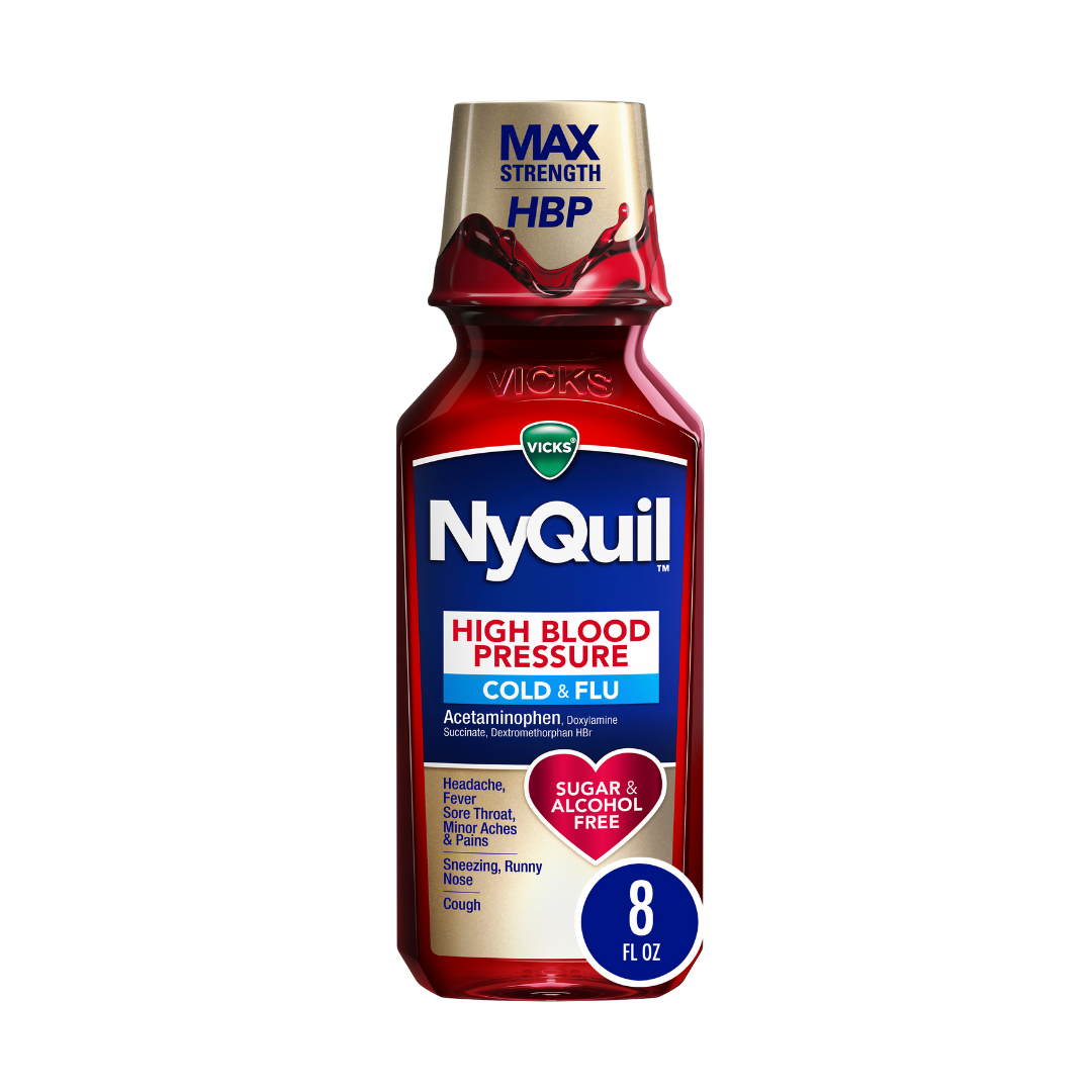 Vicks NyQuil HBP Nighttime Cold & Flu Liquid (8oz)