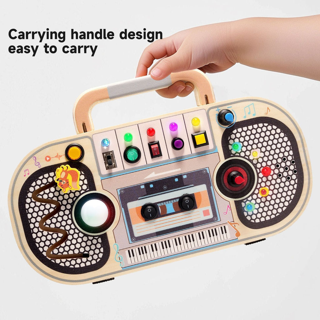Children's wooden early education toys, switches, circuit recorders, busy boards, enlightenment, hands-on cognition, new LED lights