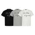 Handwritten English Letter Print Short Sleeve T-Shirt Men's Slim Fit Regular Shoulder Casual Round Neck Half Sleeve Top INS Trendy Tee