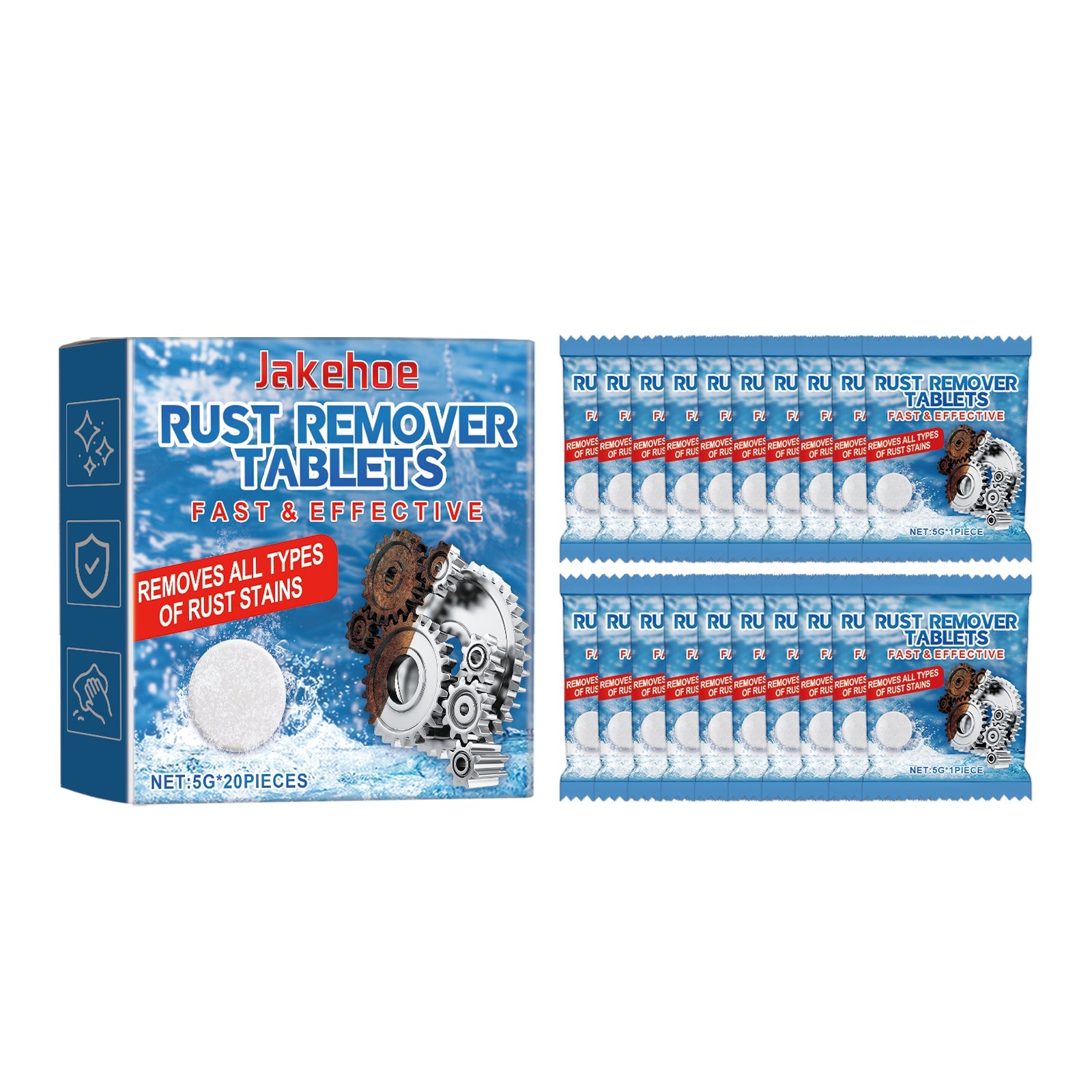 Rust Cleaning Effervescent Tablet, Multi-Effect Decontamination Metal Anti-Rust Home Cleaning Multi-Purpose Effervescent Tablet