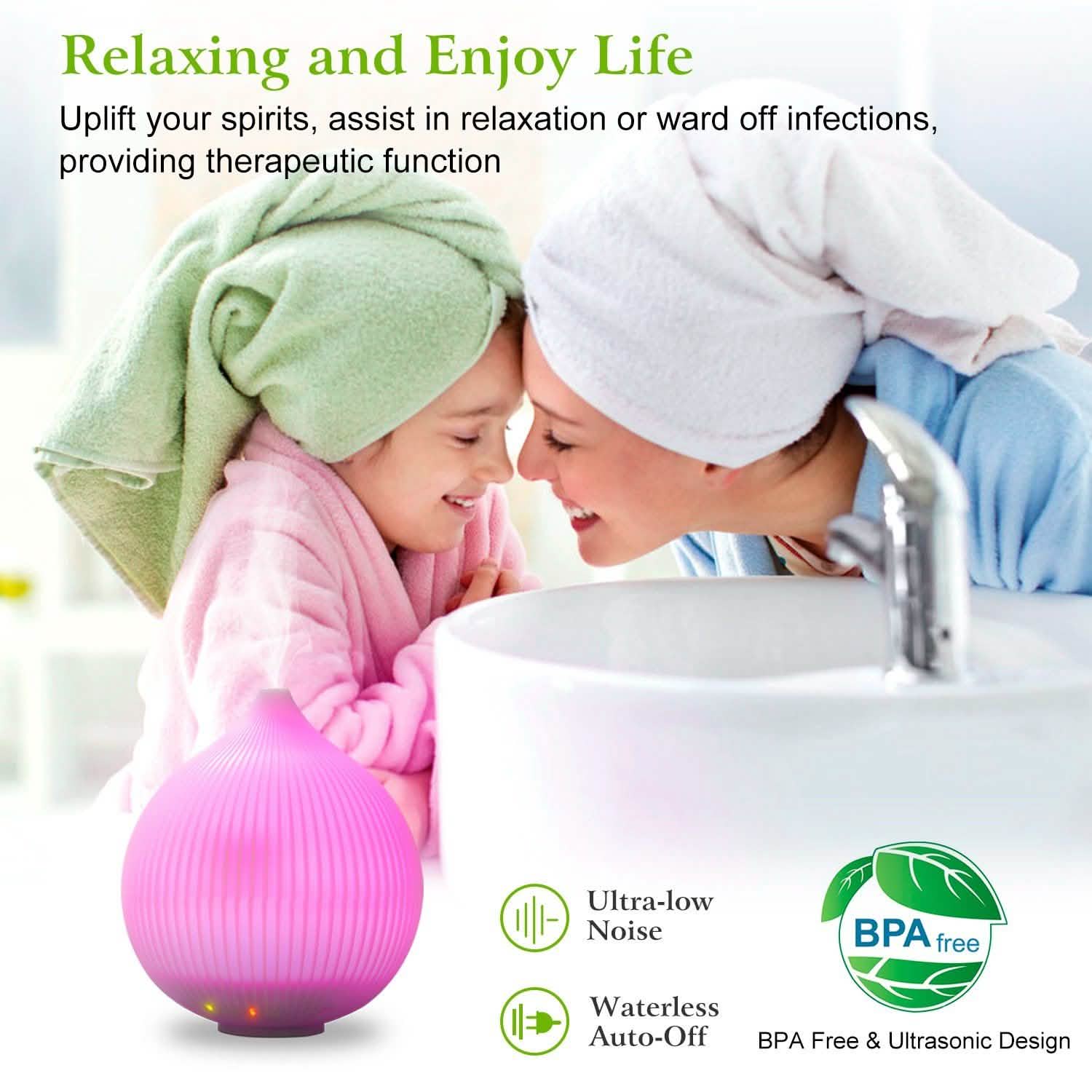 330ml Cool Mist Humidifier with 7 Color LED Lights
