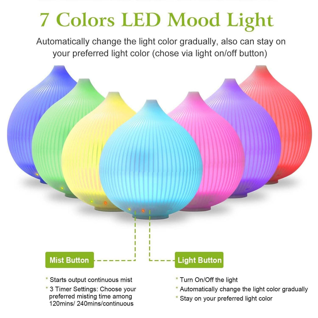 330ml Cool Mist Humidifier with 7 Color LED Lights