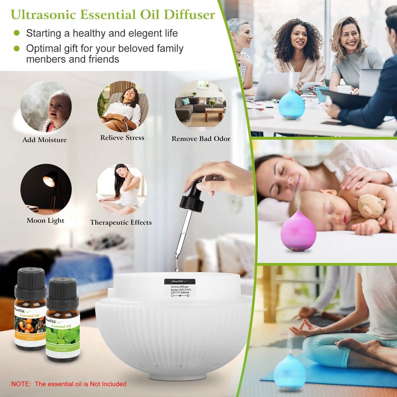 330ml Cool Mist Humidifier with 7 Color LED Lights