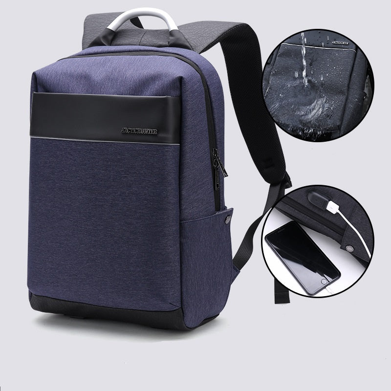 New black Computer backpack men''s European and American trend schoolbag