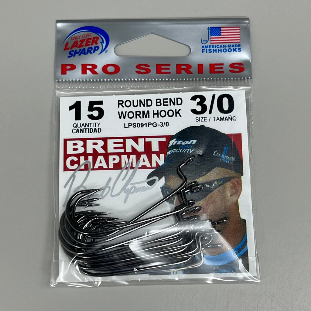 EAGLE CLAW (5 PACK) Round Bend Worm Hook Platinum Black #3/0 15pc LPS091PG-3/0