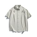 Letter embroidery loose casual short sleeved shirt for men