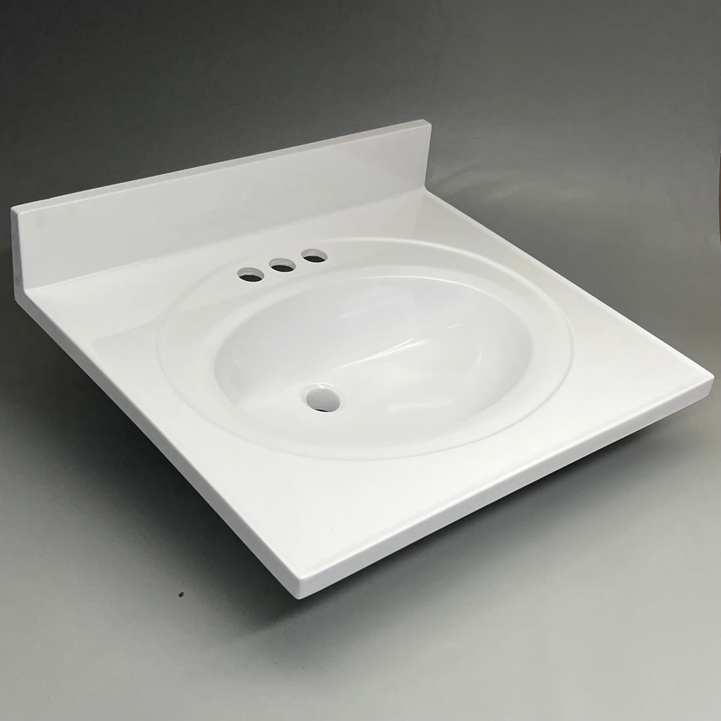 DHI CORP Vanity Top Sink Premium Cultured Marble 25” X 22” WHITE 552026