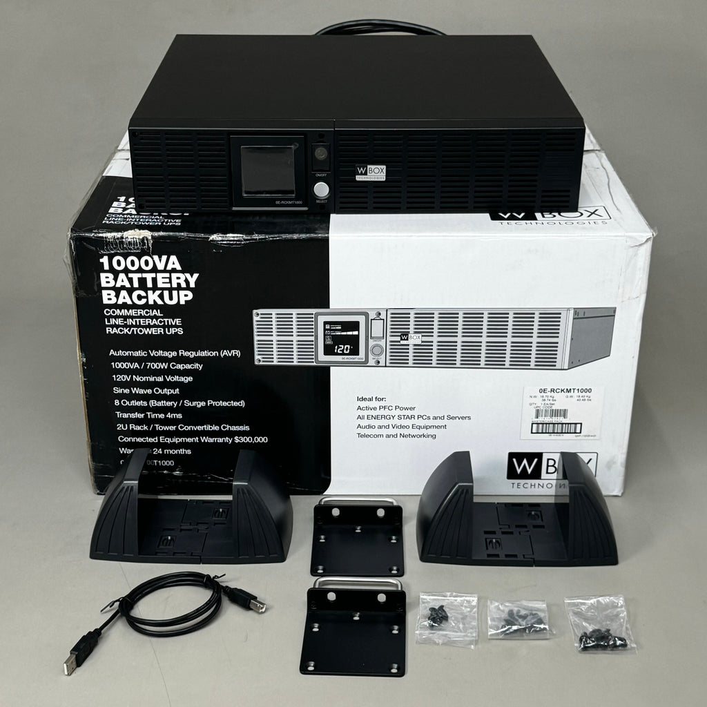 W BOX 1000VA Battery Backup Commercial Line-Interactive Rack/Tower UPS 0E-RCKMT1000