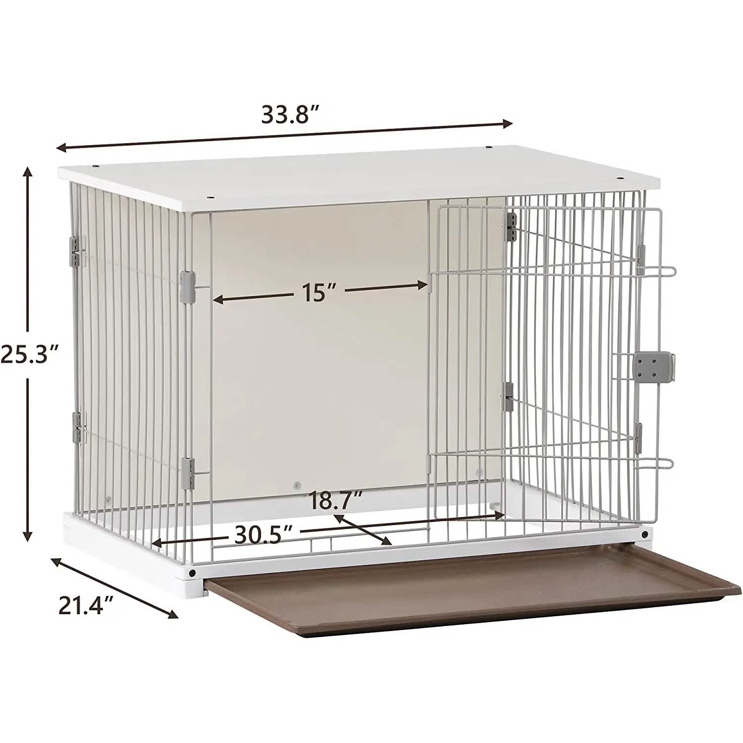 34" Long Elegant Wood Frame White Dog Cage